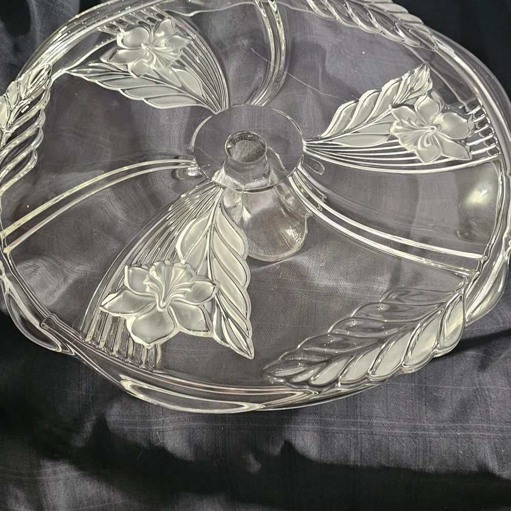 Mikasa Clear Glass Floral Divided Serving Platter